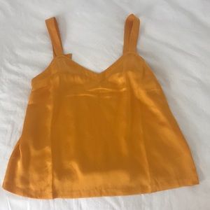 Anthropologie Orange Satin Tank